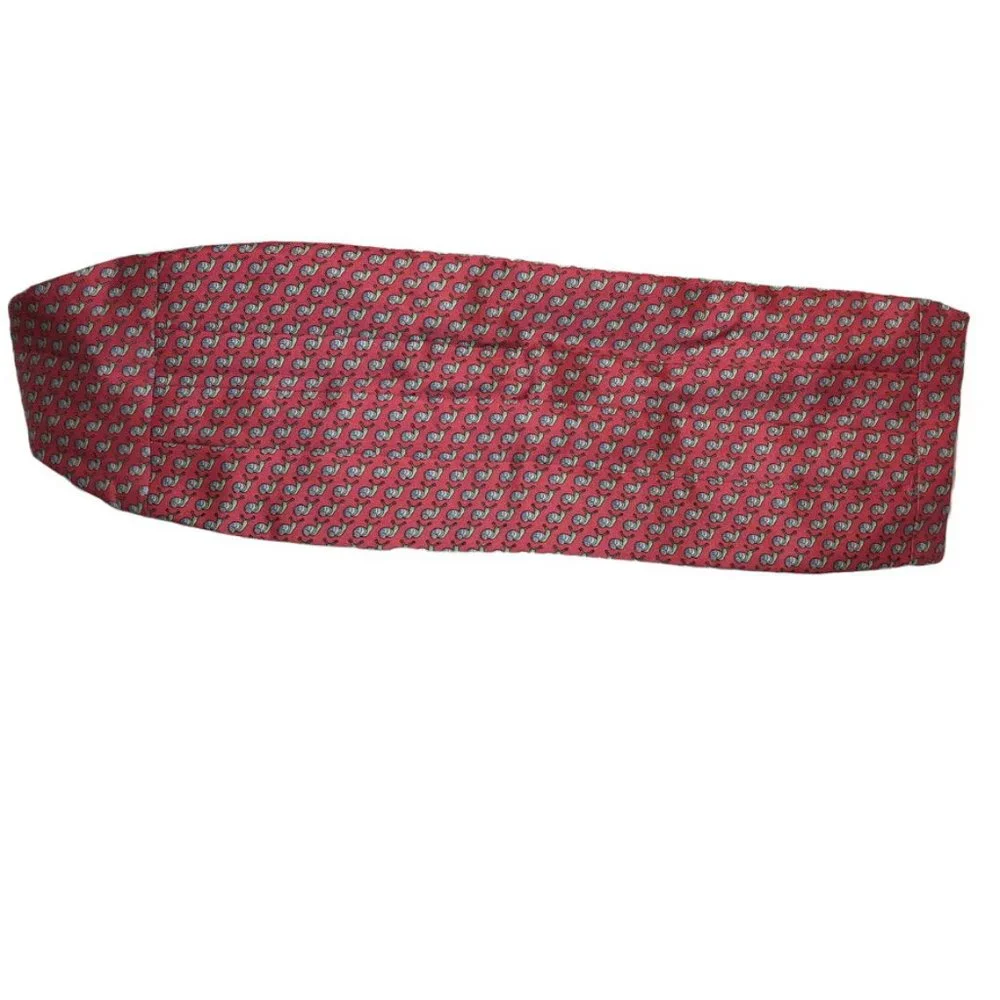 VIneyard Vines 100% SILK pink green snail print cummerbund